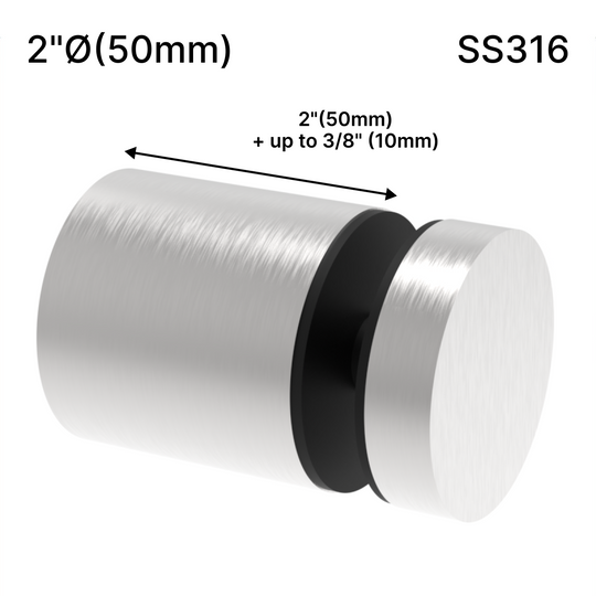 Entretoise réglable - Série J - 2" Ø˜ X 2" Hauteur de base - SS316 - Ronde (BS, MB) Non conçue