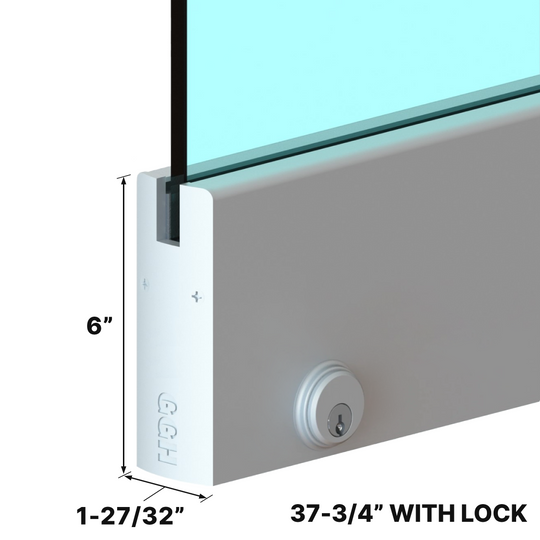 [DLUX6D37L] DLUX 6" Door Rail - 37-3/4" Length - With Lock