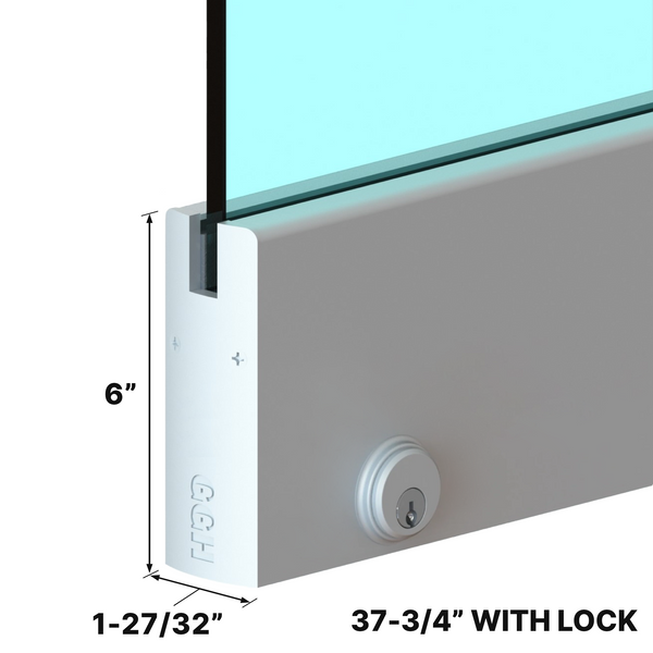 [DLUX6DL] DLUX 6" Door Rail - 37-3/4" Length - With Lock (SA, MBL, BSS)