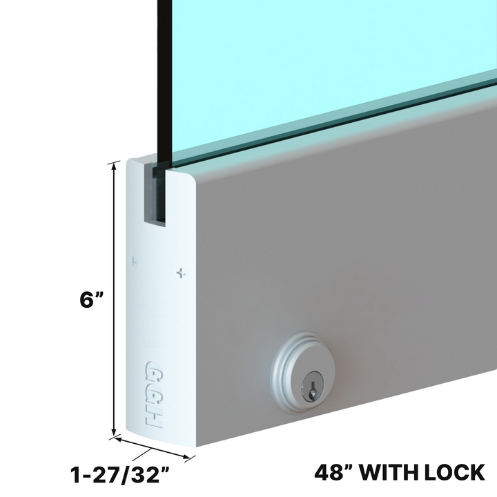 [DLUX6D48L] DLUX 6" Door Rail - 48" Length - With Lock