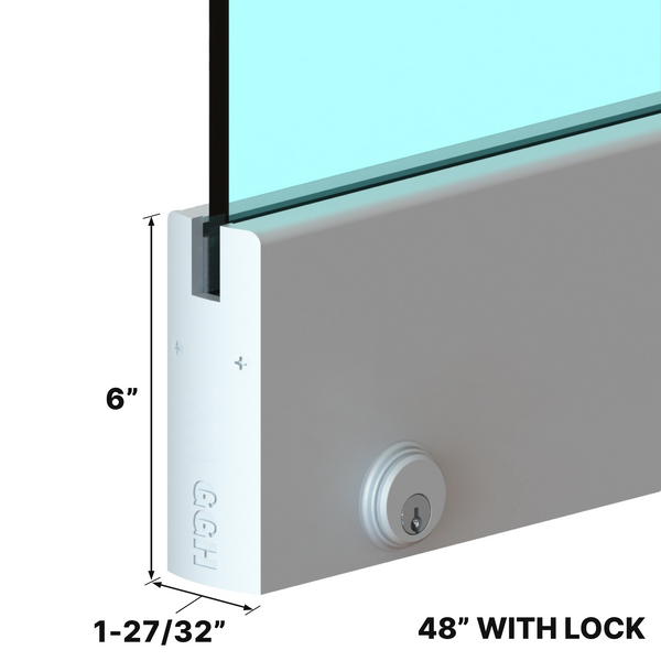 [DLUX6DL] DLUX 6" Door Rail - 48" Length - With Lock (SA, MBL, BSS)