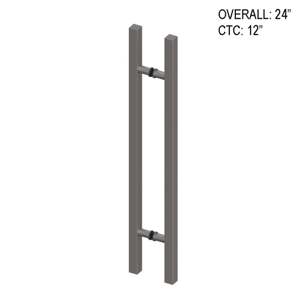 24" (12" CTC) SQR Series Square Ladder Pull Handles - Back To Back (BS, PS, MBL)