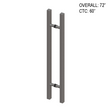 72" (60" CTC) SQR Series Square Ladder Pull Handles - Back To Back (BS, PS, MBL)