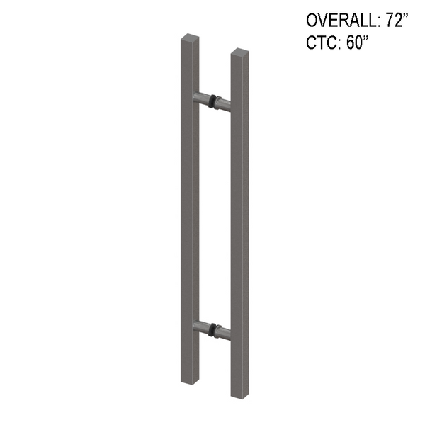 72" (60" CTC) SQR Series Square Ladder Pull Handles - Back To Back (BS, PS, MBL)