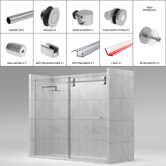 [LUNA78] Shower Sliding Door Kit - Luna Series