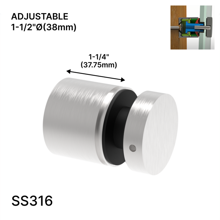 Entretoise série Arc - 1-1/2" Ø˜ X 1-1/4" hauteur de base - SS316 - Ronde (BS, MB, SB)