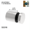 Entretoise [RDARC1.5X1.5] - Ø 1-1/2 po x Hauteur de base 1-1/2 po - Ronde - Réglable - Acier inoxydable 316 - Acier inoxydable brossé