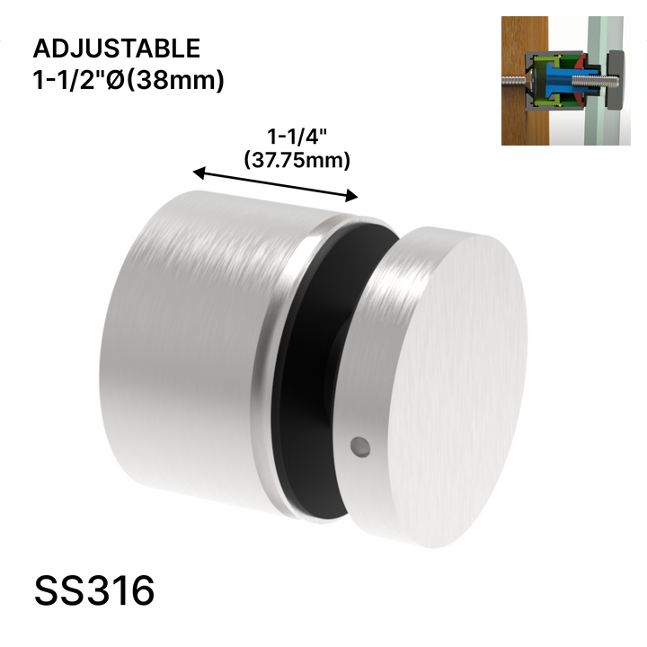 Entretoise série Arc - 2" Ø˜ X 1-1/4" hauteur de base - SS316 - Ronde (BS, MB, SB)