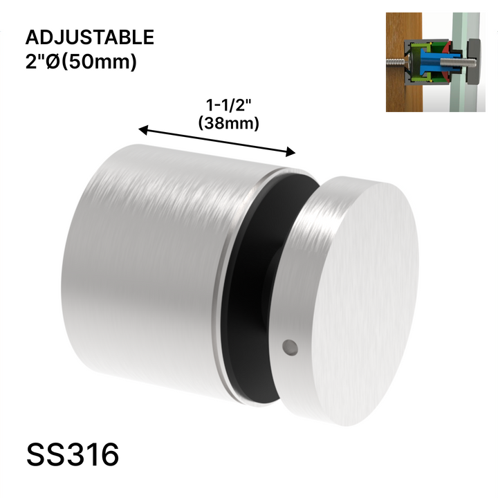 Entretoise série Arc - 2" Ø˜ X 1-1/2" hauteur de base - SS316 - Ronde (BS, MB, SB)