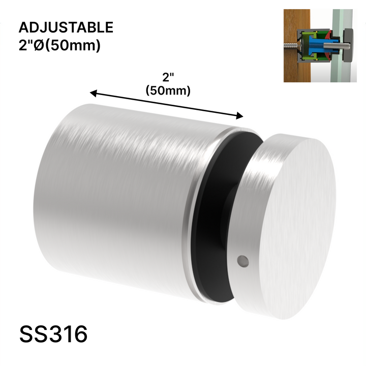 Entretoise série Arc - 2" Ø˜ X 2" hauteur de base - SS316 - Ronde (BS, MB, SB)