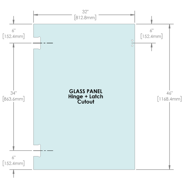 1/2" Railing Glass Panel (Size: 32" x 46") With Hinge & Latch Cutout