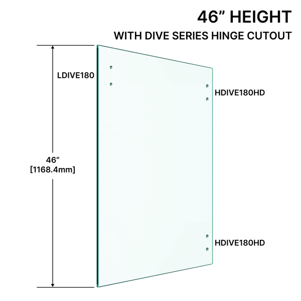 [RGD32X46-SHL] 3/8" (10mm) Railing Glass Door - 46" Height with DIVE Series Hinge Cutouts