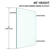 [RGD32X46-SHL] Porte en verre à garde-corps de 10 mm (3/8 po) - Hauteur de 117 cm (46 po) avec découpes pour charnières de la série DIVE - 32X46-SHL