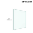 1/2" (12mm) Railing Glass Panel - 34" Height (ALL SIZES)
