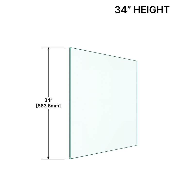 Panneau de verre de garde-corps de 1/2" (12 mm) - Hauteur de 34" (toutes les tailles)