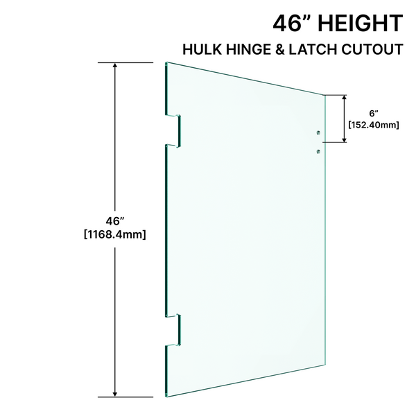 [RG32X46-2HL] Glass Panel - 1/2" Railing Glass Panel (Size: 32" x 46") With Hinge & Latch Cutout