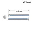 [SCREW-LADDERPULL] Ladder Pull - M8 x 3-in Phillips Flat Head Screws (Set Of 2)