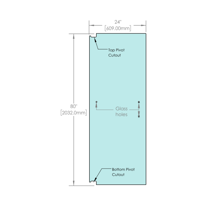 [SDP24-3H818] Shower Stock Door - 3 Holes - 24" Width with Cara Pivot & 8x18" Towel Handle Combo Cutout