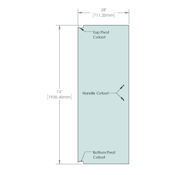 [SDP28X76-2H8] Shower Stock Door - 2 Holes - 76" x 28" with Cara Hinge & 8" Handle Cutout