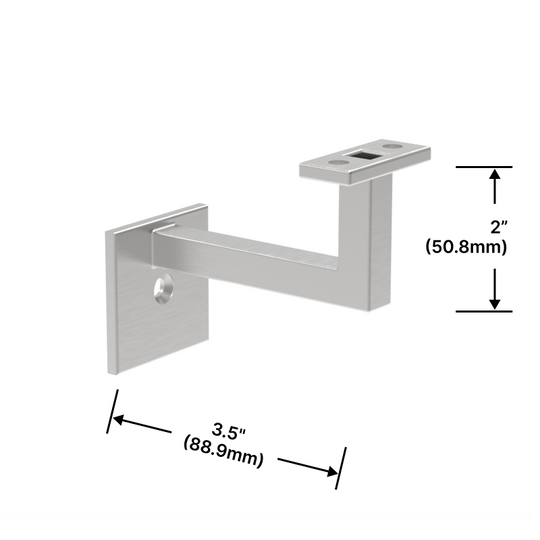 [SHRB] Support de main courante carrée – Support mural 2" X 3-1/2" (BS, MBL)