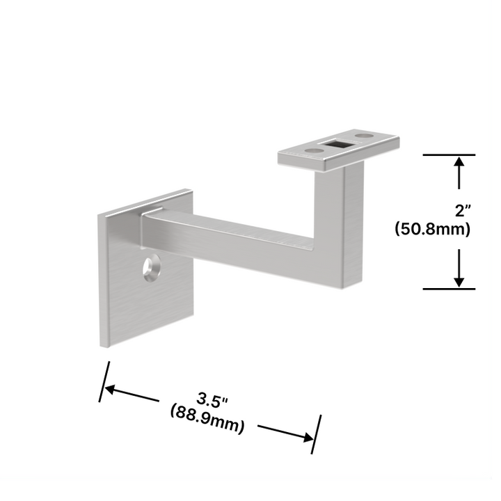 [SHRB2X3.5WM] Handrail Brackets - 2" X 3-1/2" w/ Flat Saddle - Wall Mount [Square]