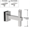 [SHRBADJGM] Support de main courante carré - Fixation en verre réglable avec selle plate ou ronde (BS, MBL) - Acier inoxydable brossé