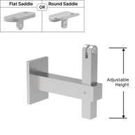 [SHRBADJWM] Square Handrail Bracket -Adj. Wall Mount w/ Flat or Round Saddle (BS, MBL)