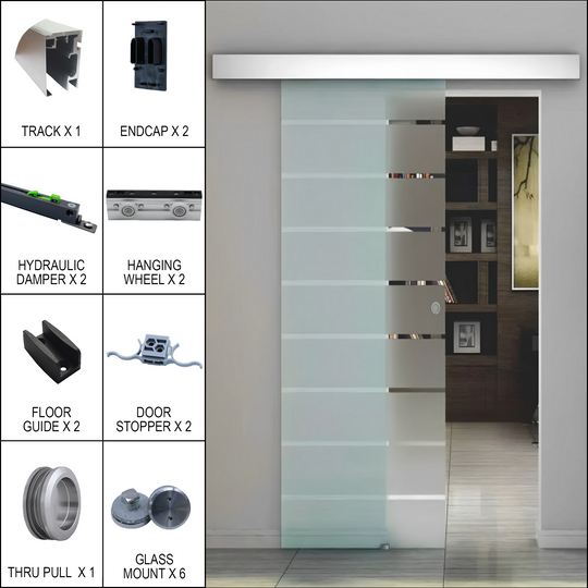 [SOFTGM] Commercial Sliding Door Kit - Soft-Closing Glass Mount