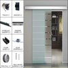 [SOFTWM] Kit de porte coulissante commerciale - Fermeture amortie - Montage mural et plafond - Nickel brossé