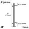 [SPROARM-44ADJ] Poteau à double bras - Carré 44" - Réglable - Acier inoxydable brossé