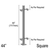 [SPROARM-44] Poteau à double bras - Carré 44" - Fixe - Acier inoxydable brossé