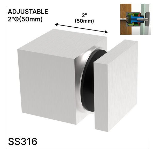 Entretoise série Arc - Hauteur de base 2" X 2" - SS316 - Carré (BS, MB, SB)