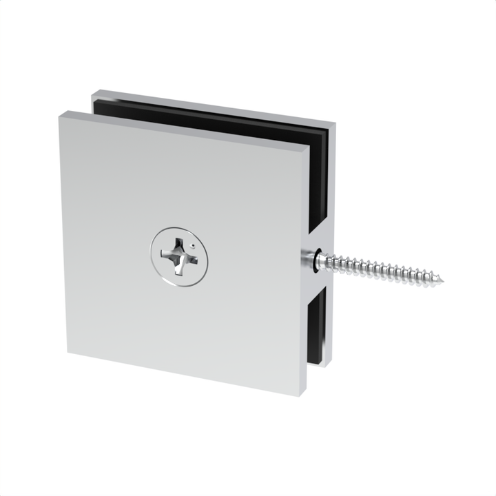 [SQC186] Shower Clamp - Square -  Transom Glass To Wall - 180° Movable