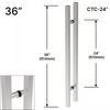 [SQRLP36] Poignée d'échelle - 91,4 cm (61 cm CTC) - Carrée - Dos à dos - Acier inoxydable brossé