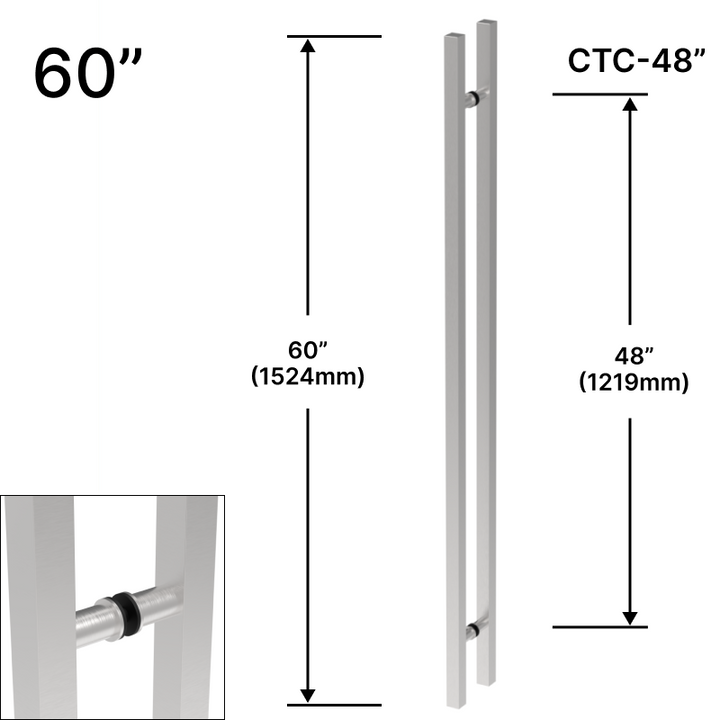 Poignées à tirer carrées en échelle de 60 po (48 po CTC) série SQR - dos à dos (BS, PS, MBL)