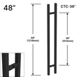 48" (36" CTC) Série SQS Carré LP (BS, PS, MBL)
