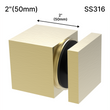 [SQSO] Entretoise solide carrée - Hauteur de base 2" X 2" - SS316 (BS, MBL)
