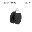 [SSO] Entretoise solide - 1-1/2" Ø˜ X 1/4" hauteur de base - SS316 - Ronde (BS, MBL, SB, WT, revêtement en poudre personnalisé)