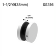 [SSO] Entretoise solide - 1-1/2" Ø˜ X 1/4" hauteur de base - SS316 - Ronde (BS, MBL, SB, WT, revêtement en poudre personnalisé)
