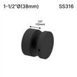 [SSO] Entretoise solide - 1-1/2" Ø˜ X 1/2" hauteur de base - SS316 - Ronde (BS, MBL, SB, WT, revêtement en poudre personnalisé)