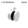 [SSO] Entretoise solide - 1-1/2" Ø˜ X 1/2" hauteur de base - SS316 - Ronde (BS, MBL, SB, WT, revêtement en poudre personnalisé)