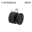 [SSO] Entretoise solide - 1-1/2" Ø˜ X 3/4" hauteur de base - SS316 - Ronde (BS, MBL, SB, WT, revêtement en poudre personnalisé)