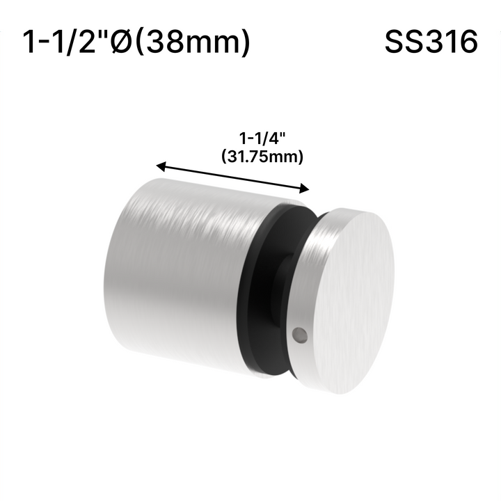 [SSO] Entretoise solide - 1-1/2" Ø˜ X 1-1/4" hauteur de base - SS316 - Ronde (BS, MBL, SB, WT, revêtement en poudre personnalisé)