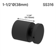 [SSO] Entretoise solide - 1-1/2" Ø˜ X 1-1/4" hauteur de base - SS316 - Ronde (BS, MBL, SB, WT, revêtement en poudre personnalisé)