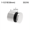 Entretoise [SSO1.5X1] - 1-1/2" Ø˜ x 1" Hauteur de base - Ronde - SS316 - Acier inoxydable brossé
