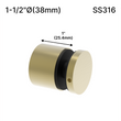 [SSO] Entretoise solide - 1-1/2" Ø˜ X 1" hauteur de base - SS316 - Ronde (BS, MBL, SB, WT, revêtement en poudre personnalisé)