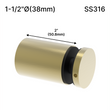 [SSO1.5X2] Standoff - 1-1/2" Ø˜ X 2" Base Height - Round - SS316