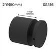 [SSO2X1.5] Standoff - 2" Ø˜ X 1-1/2" Base Height - Round - SS316