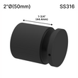 [SSO] Entretoise solide de la série Superior - 2" Ø˜ X 1-3/4" Hauteur de base - SS316 - Ronde (BS, MBL)