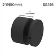 [SSO2X1] Standoff - 2" Ø˜ X 1" Base Height - Round - SS316